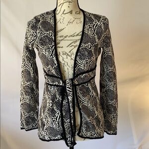 S: 𝅺Dana Buchman Cardigan Sweater Women’s Sz S 100% Cotton Tie front